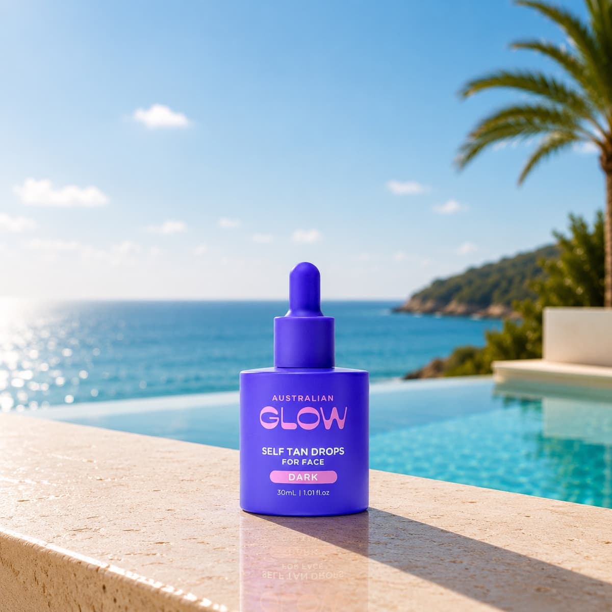 Face Tan Drops poolside